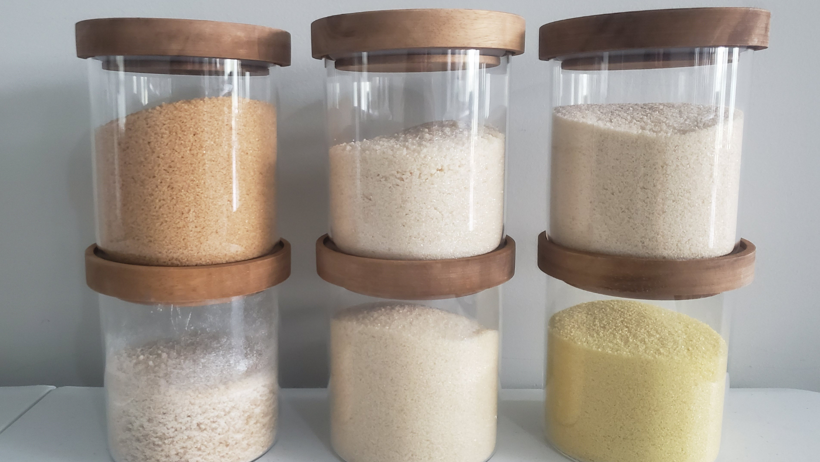 Image of sugars in glass jars